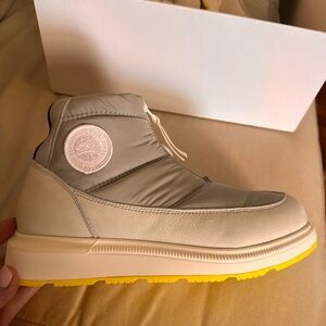 Canada Goose Gray High-Top Sneakers with Yellow Soles